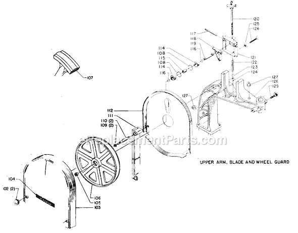 Page B Diagram and Parts List for Type 1 Delta Band Saw