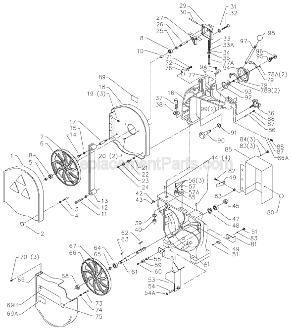 Page A Diagram and Parts List for Type 1 Delta Band Saw