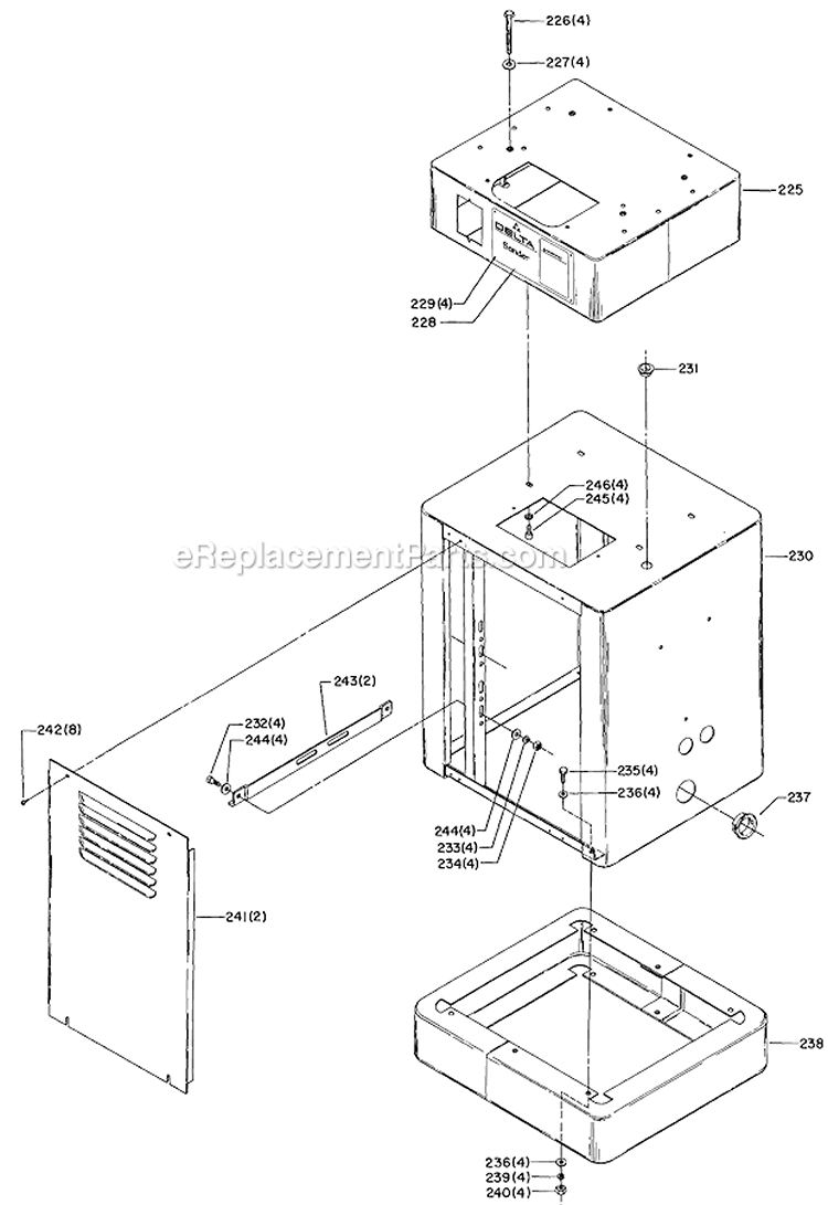 Page C Diagram and Parts List for  Delta Belt or Drum Sander