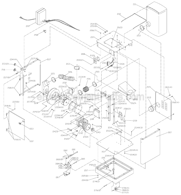 Page B Diagram and Parts List for  Delta Belt or Drum Sander
