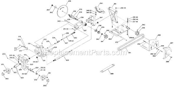 Page AZ Diagram and Parts List for Type 1 Delta Table Saw