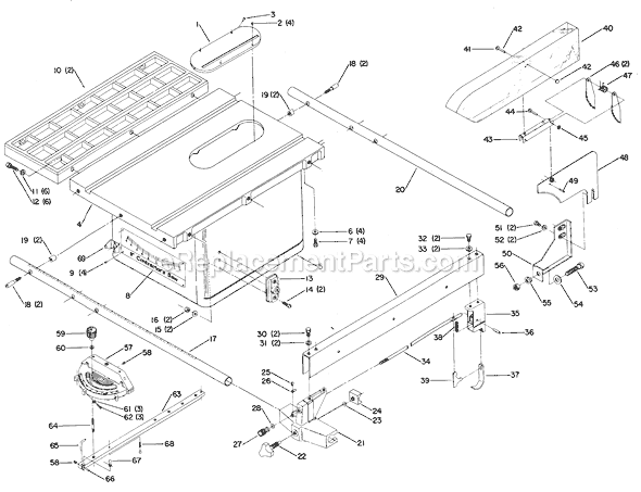 Page A Diagram and Parts List for Type 1 Delta Table Saw
