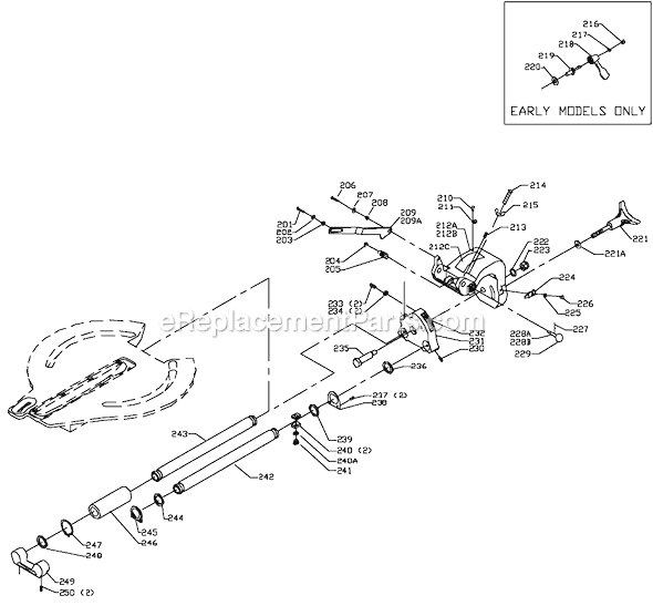 Page C Diagram and Parts List for Type 1 Delta Miter Saw