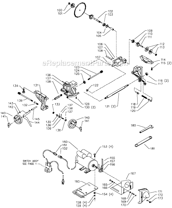 Page B Diagram and Parts List for Type 1 Delta Table Saw