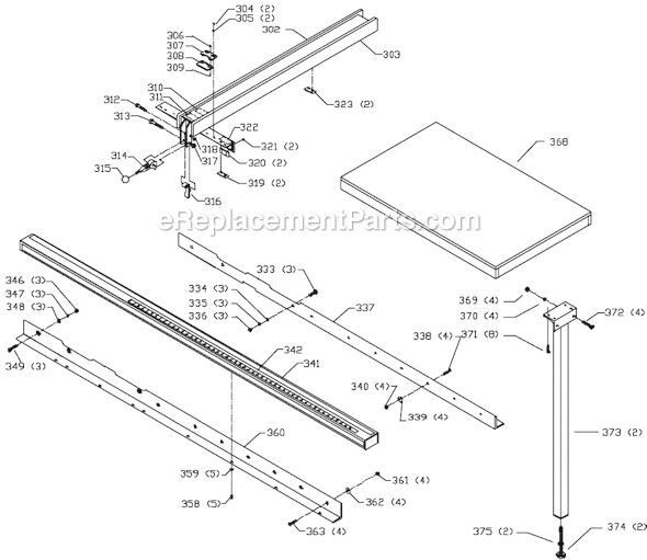 Page C Diagram and Parts List for Type 1 Delta Table Saw
