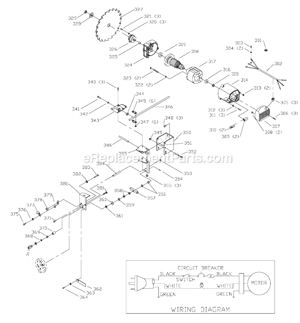 Page C Diagram and Parts List for Type 3 Delta Table Saw