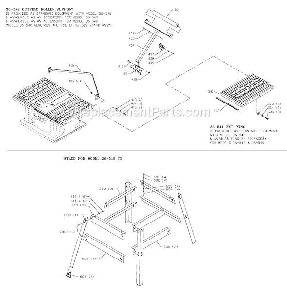 Page D Diagram and Parts List for Type 3 Delta Table Saw