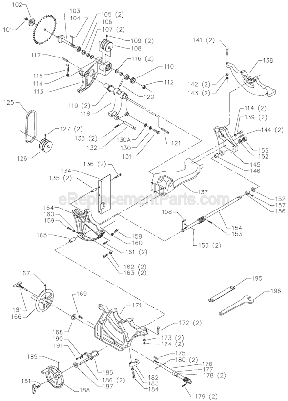 Page B Diagram and Parts List for Type 2 Delta Table Saw