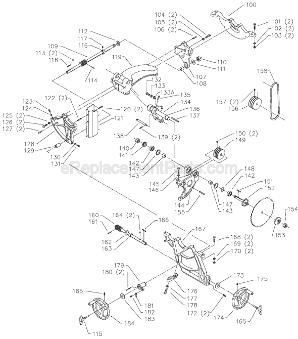 Page B Diagram and Parts List for Type 1 Delta Table Saw