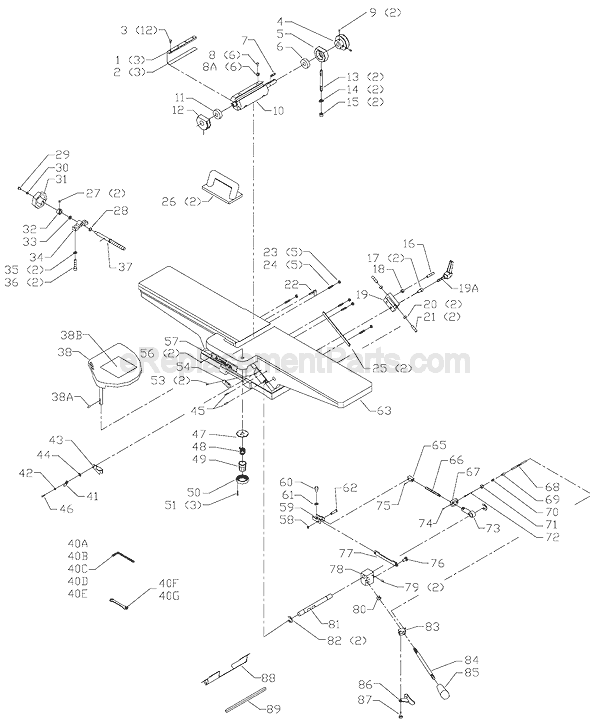 Page A Diagram and Parts List for  Delta Planer Jointer