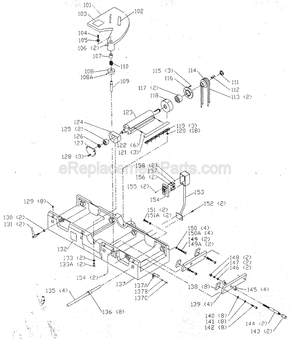 Page B Diagram and Parts List for  Delta Planer Jointer