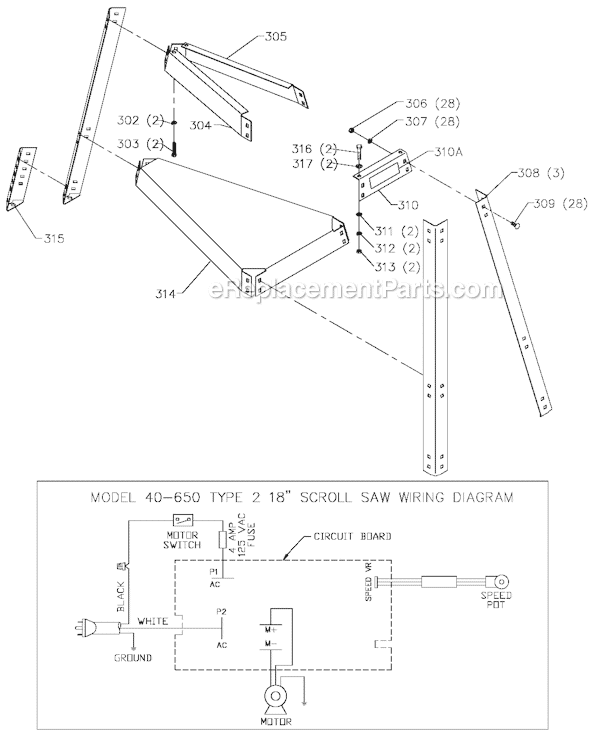 Page C Diagram and Parts List for Type 2 Delta Scroll Saw