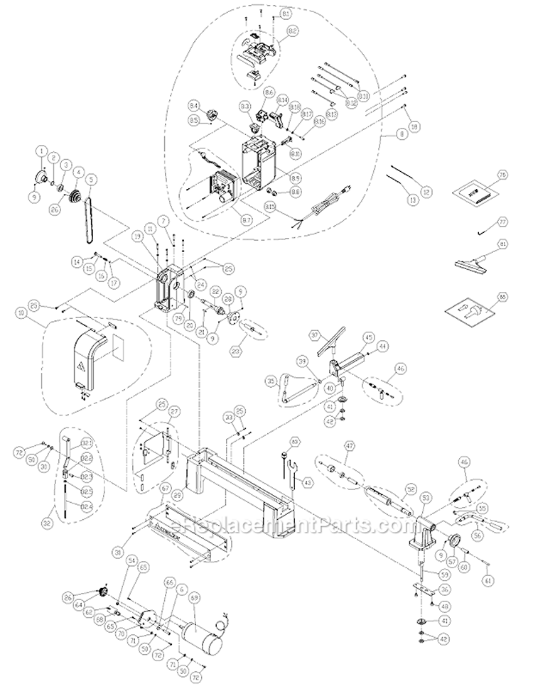 Page A Diagram and Parts List for Type 2 Delta Lathe