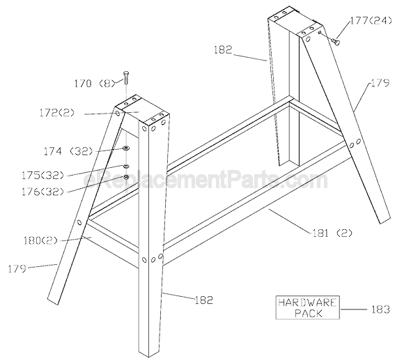 Page B Diagram and Parts List for Type 1 Delta Lathe