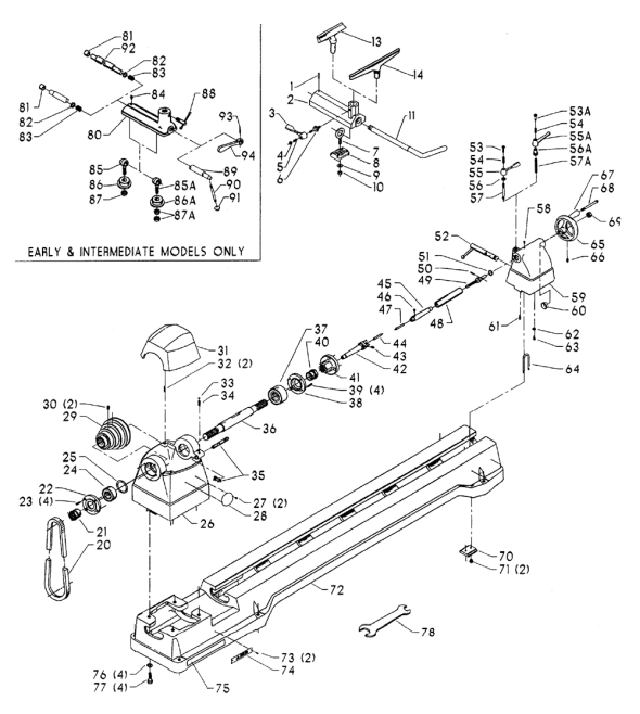 Delta 46-222-Bdk Type-1 Diagram and Parts List for Type-1 Delta Lathe