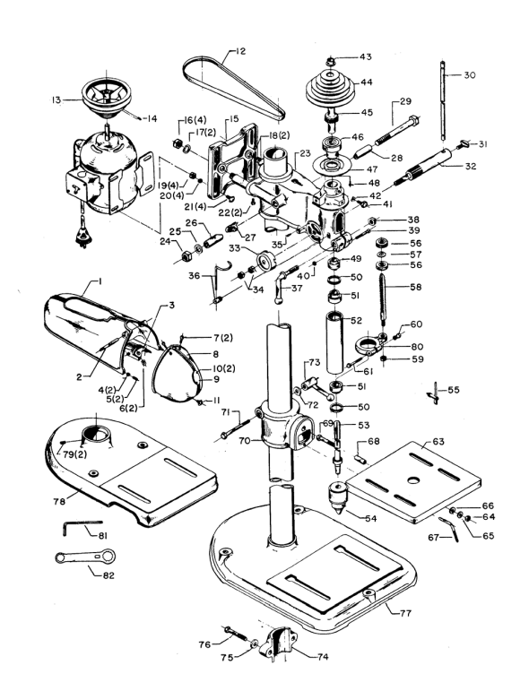 Delta 14-005 Diagram and Parts List for  Delta Drill Press