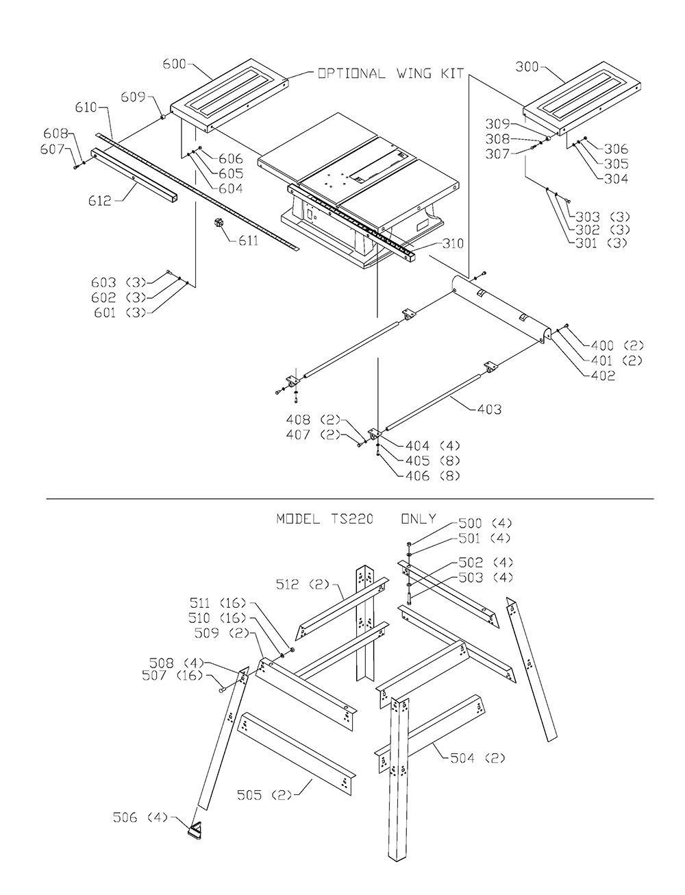 Diagram 2 Diagram and Parts List for  Delta Saw