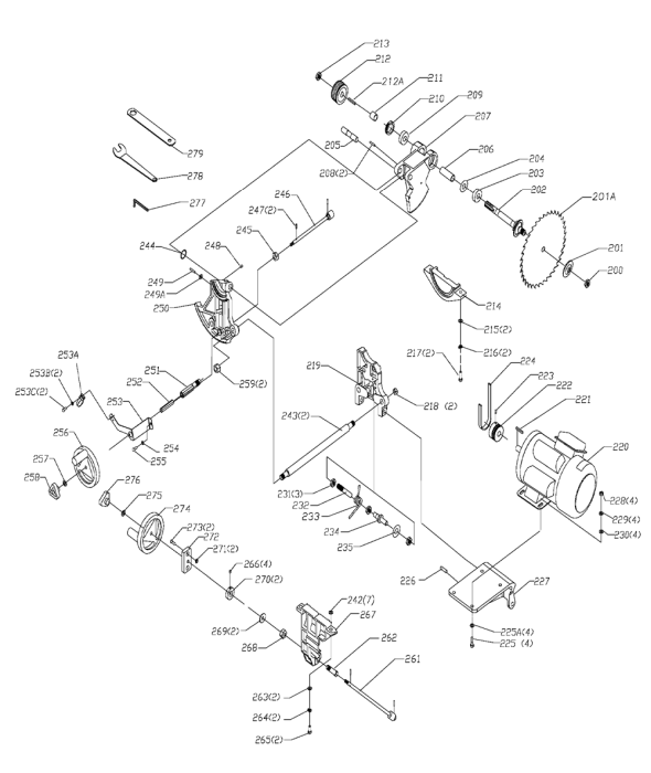 Delta 36-715 Type-1 Diagram and Parts List for Type-1 Delta Saw