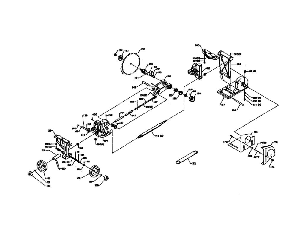 Blade/Front Trunnion Diagram and Parts List for 88J00000 Delta Table Saw