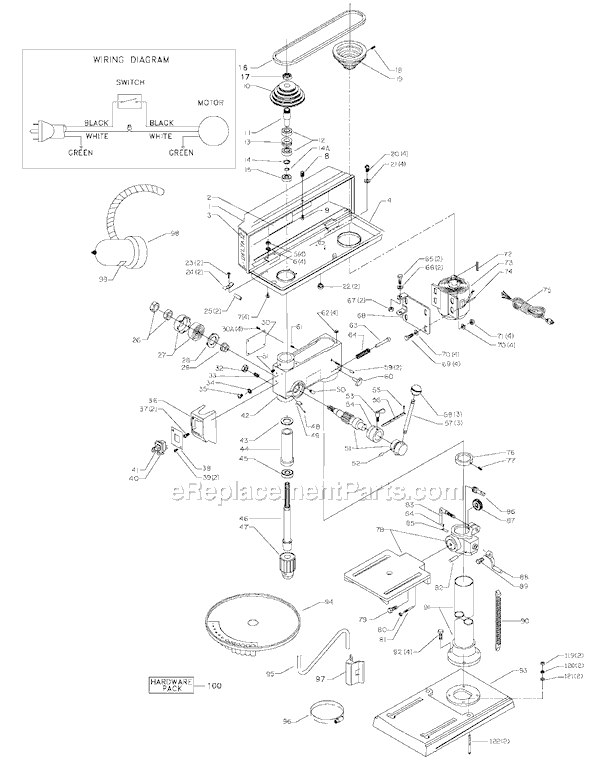 Page A Diagram and Parts List for Type 1 Delta Drill Press