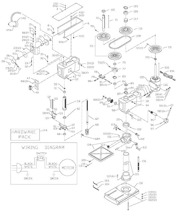 Page A Diagram and Parts List for  Delta Drill Press