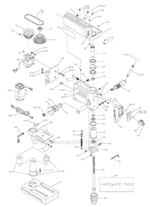 General Assembly Diagram and Parts List for Type 2 Delta Drill Press