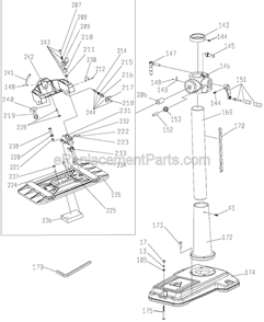 Page C Diagram and Parts List for  Delta Drill Press