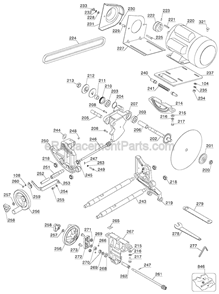 Arbor and Support Assembly  -  Motor Diagram and Parts List for  Delta Table Saw