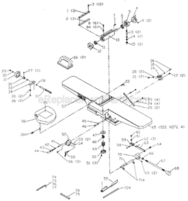 Page A Diagram and Parts List for  Delta Planer Jointer
