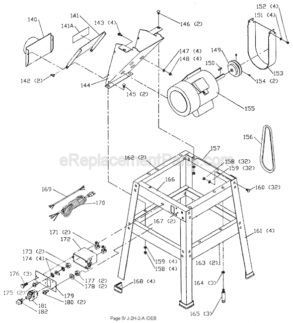 Page C Diagram and Parts List for  Delta Planer Jointer
