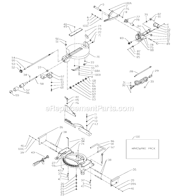 Page A Diagram and Parts List for Type 1 Delta Miter Saw