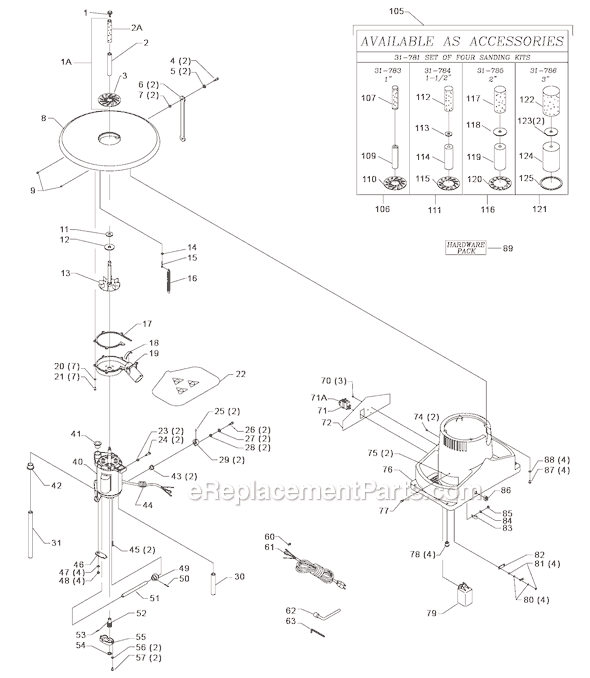 Page A Diagram and Parts List for Type 1 Delta Sander Polisher