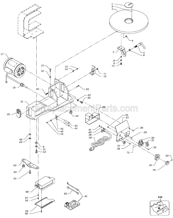 Page A Diagram and Parts List for Type 1 Delta Scroll Saw