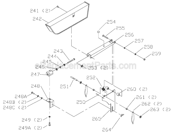 Guard Assembly Diagram and Parts List for Type 1 Delta Table Saw