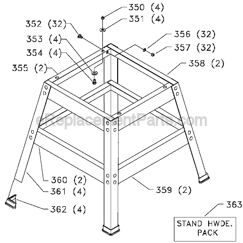 Page C Diagram and Parts List for Type 1 Delta Table Saw