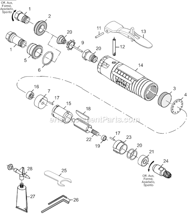 Page B Diagram and Parts List for  Dotco Saw
