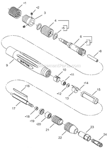 Page A Diagram and Parts List for  Dotco Angle Grinder