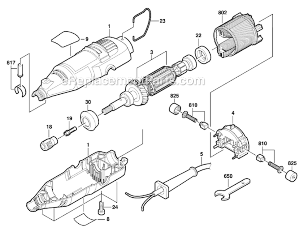 Page A Diagram and Parts List for F013010001 Dremel Multi-Tool