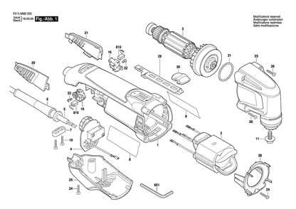 Figure 1 Diagram and Parts List for F013MM2001 Dremel Multi-Tool