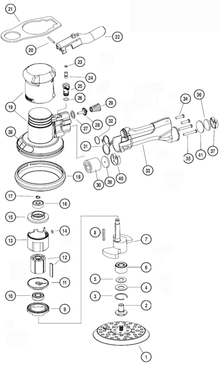 Page A Diagram and Parts List for  Dynabrade Sander Polisher