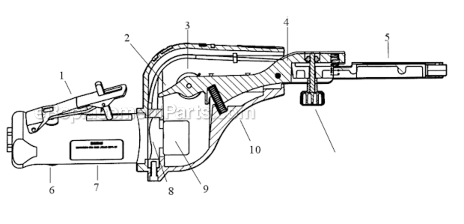 Assembly Diagram and Parts List for  Dynabrade Bandfile