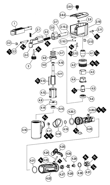 Main Assembly Diagram and Parts List for  Dynabrade Bandfile