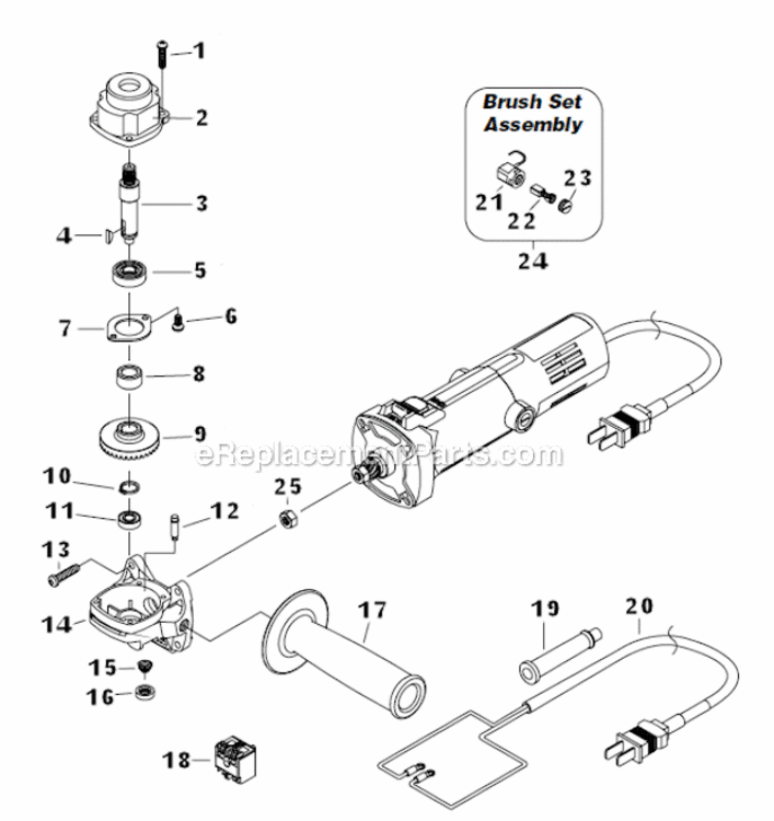 Angle-Head Assembly And Assemblies Diagram and Parts List for  Dynabrade Bandfile