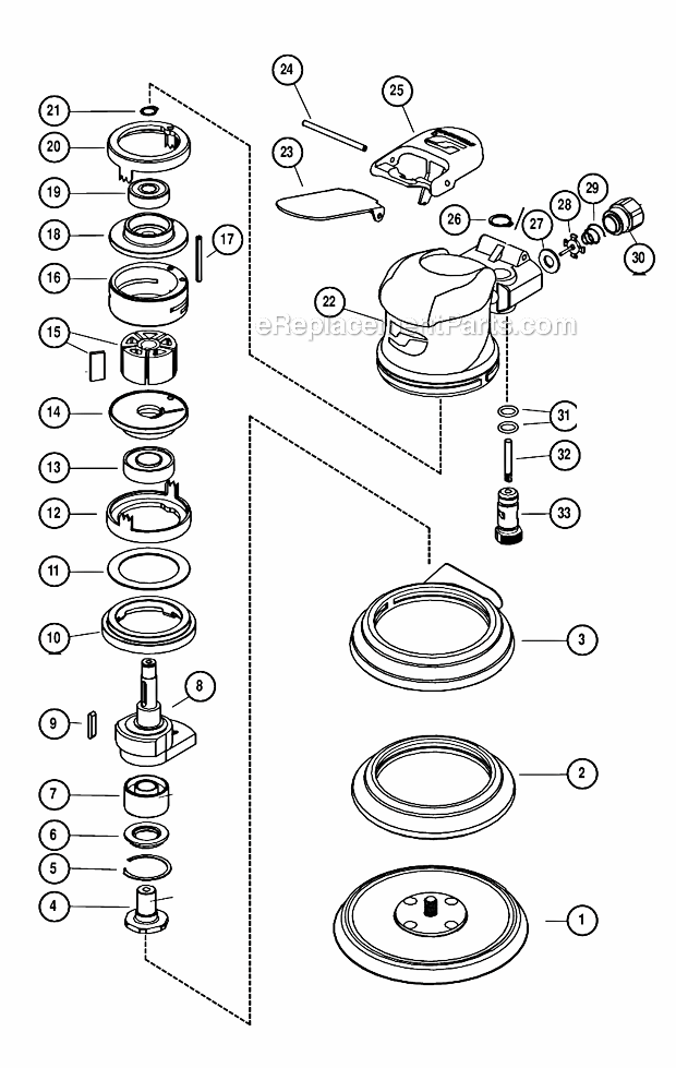 Page A Diagram and Parts List for  Dynabrade Sander Polisher