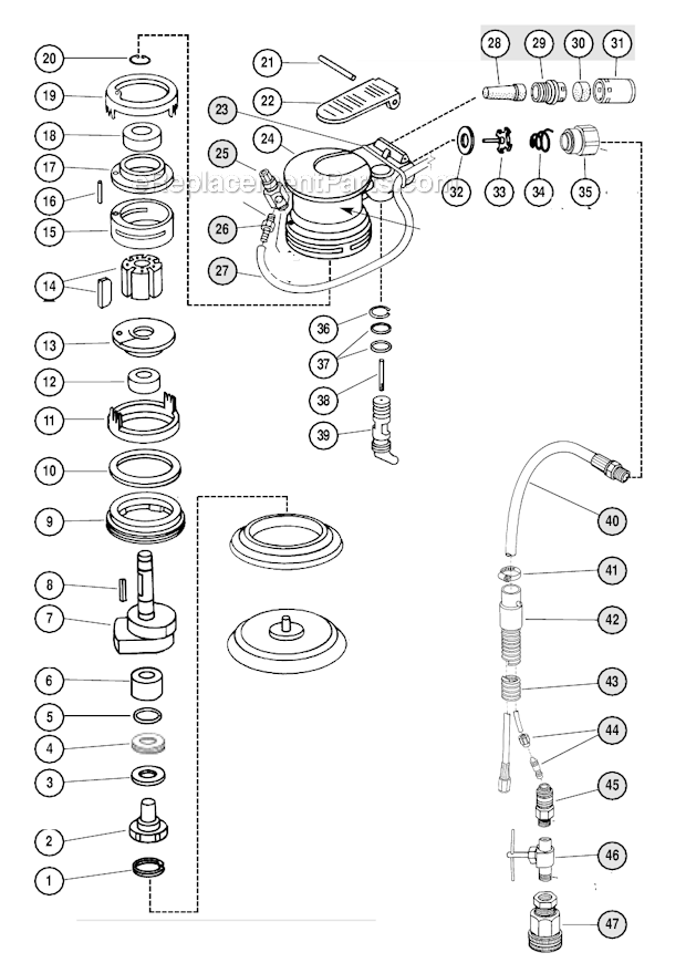 Page A Diagram and Parts List for  Dynabrade Sander Polisher