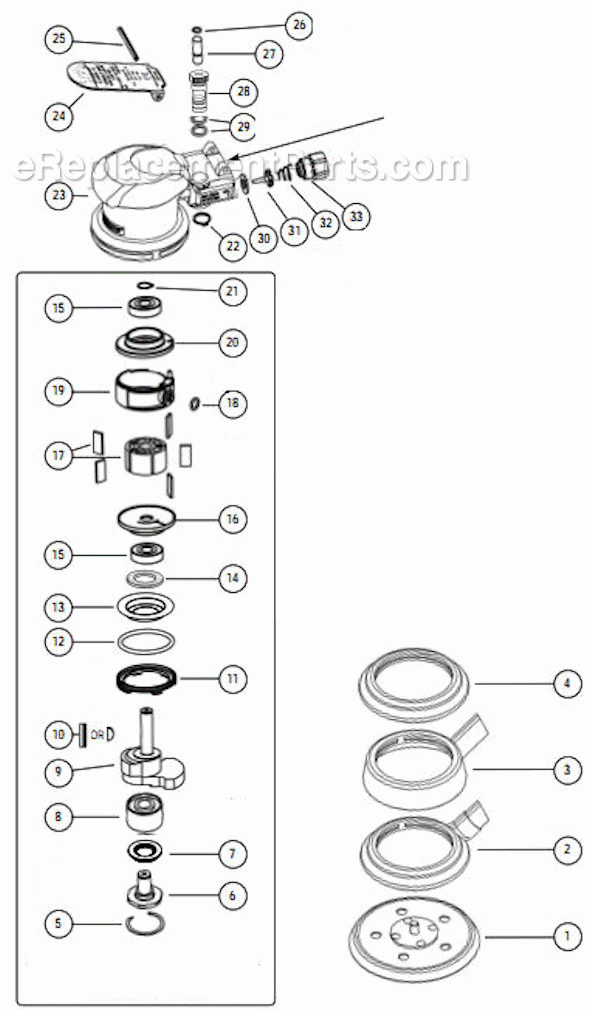 Page A Diagram and Parts List for  Dynabrade Sander Polisher