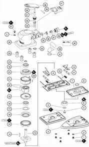Page A Diagram and Parts List for  Dynabrade Sander Polisher