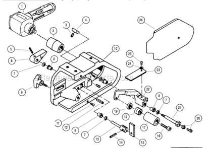 Air Motor Diagram and Parts List for  Dynabrade Bandfile