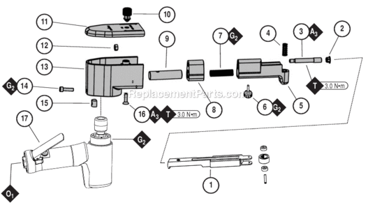 Part Location Diagram of 15363 Dynabrade Housing