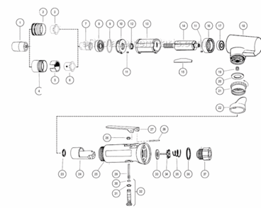 Air Motor Diagram and Parts List for  Dynabrade Bandfile